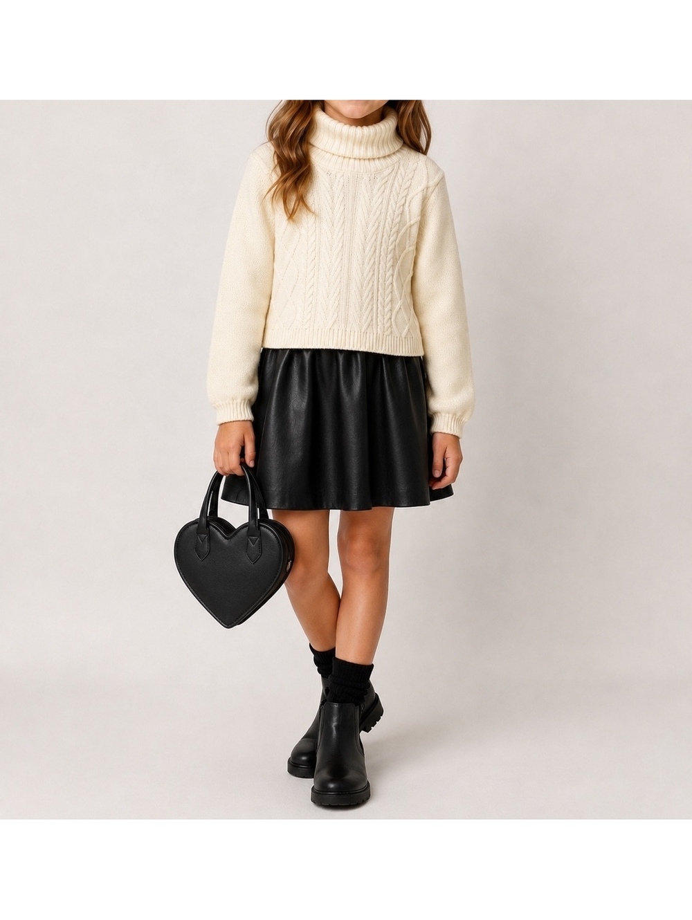 Rachel Zoe Girls 3-Piece Sweater Skirt Heart Purse Outfit Set NWT